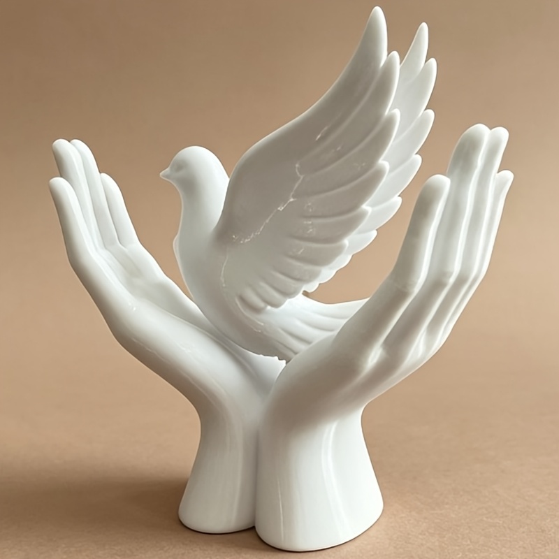 3D Printing Mockup - รูปปั้นมือสัญลักษณ์สันติภาพ 1 ชิ้น พร้อมดีไซน์รูปนกพิราบ ของตกแต่งยอดนิยมพิมพ์ 3
