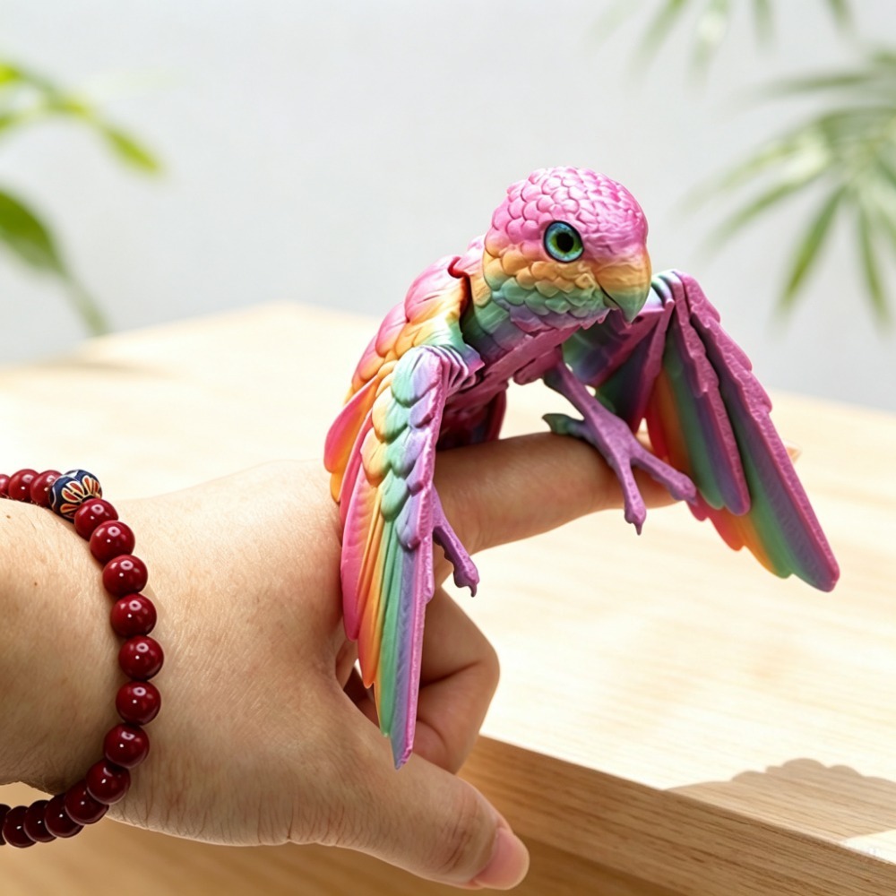 3D Printing Mockup - โมเดลนกแก้วน่ารักพิมพ์ 3 มิติ ตุ๊กตาสัตว์แบบยืดหยุ่น ข้อต่อขยับได้ ของตกแต่งบ้าน