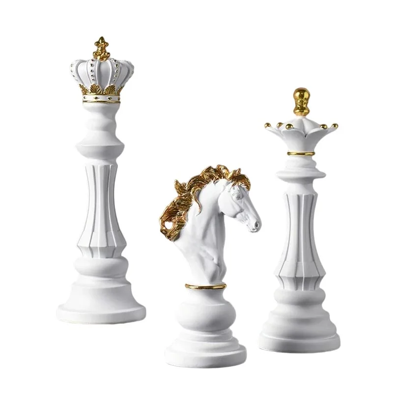 3D Printing Chess - หมากรุกเรซิ่นเครื่องประดับตกแต่งโต๊ะหัตถกรรม King Queen หมากรุกขนาดเล็กรูปปั้น Nordic บ้านงานศิลปะห้องนั่งเล่นตกแต่งตกแต่ง