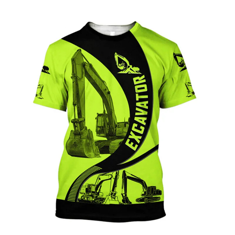 3D Printing Nerd - Excavator 3D พิมพ์เสื้อยืดสําหรับชายเครื่องจักร Operator ลายแขนสั้น Breathable