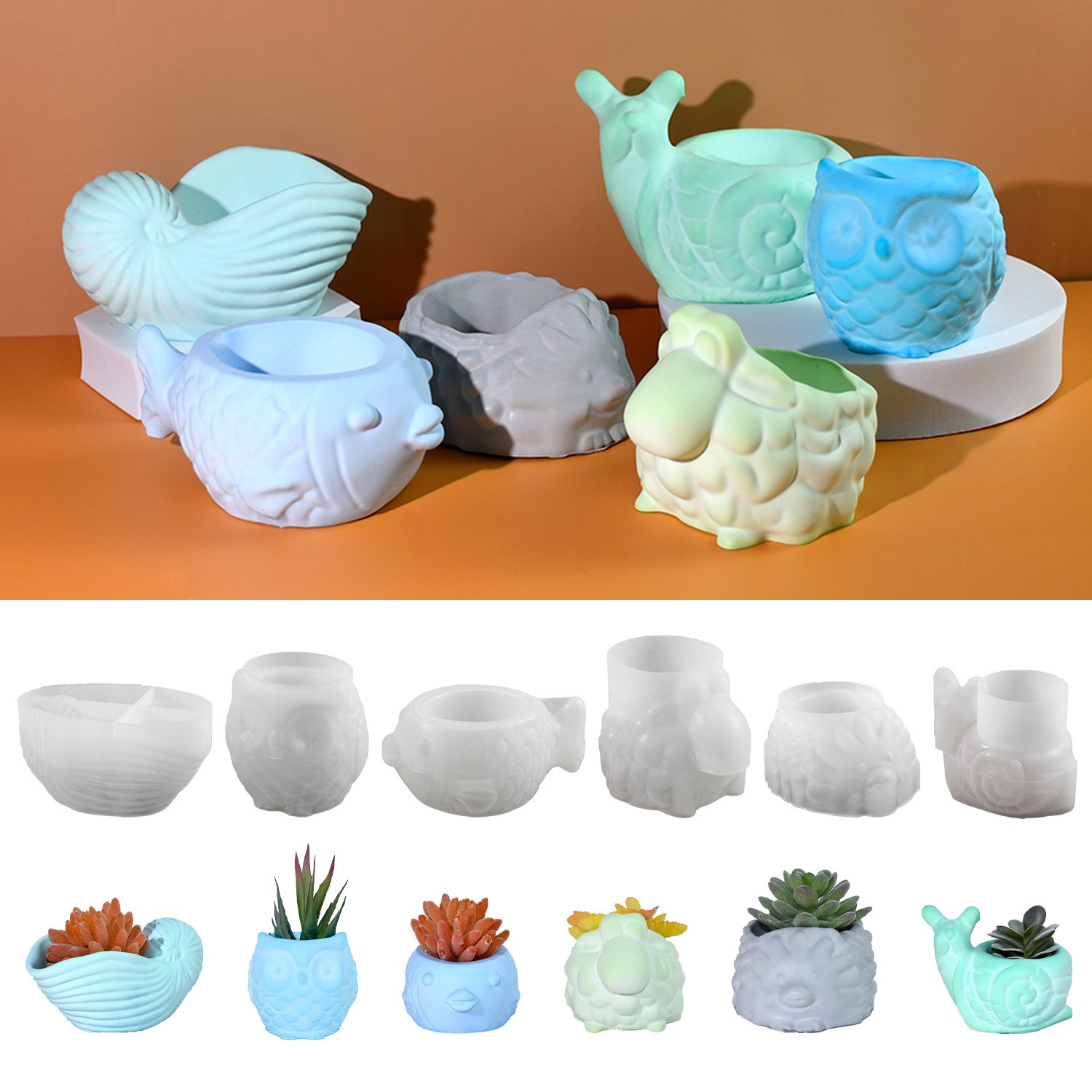 3D สัตว์ดอกไม้หม้อแม่พิมพ์ซิลิ - 3D Printing Epoxy Resin บทวิจารณ์และราคา