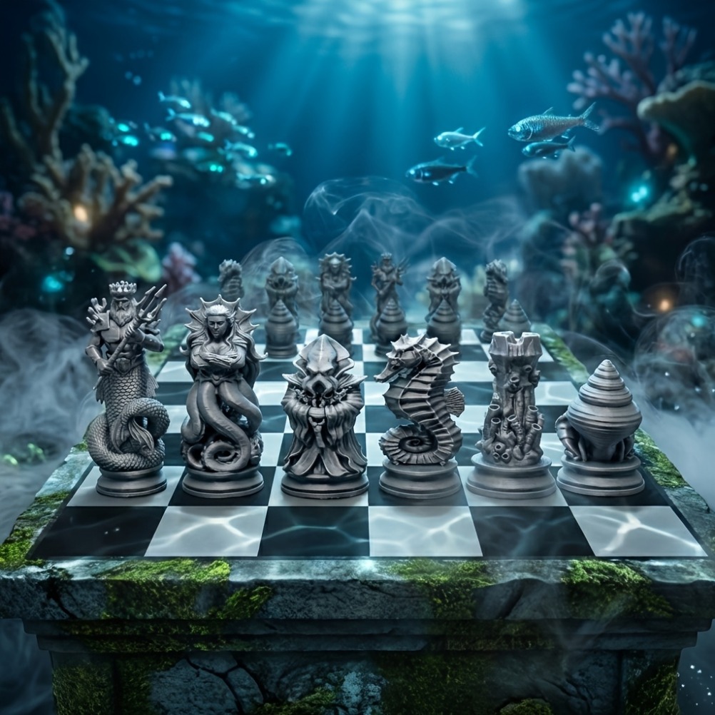 ชุดหมากรุกธีมมหาสมุทร 16 ชิ้น  - 3D Printing Chess บทวิจารณ์และราคา