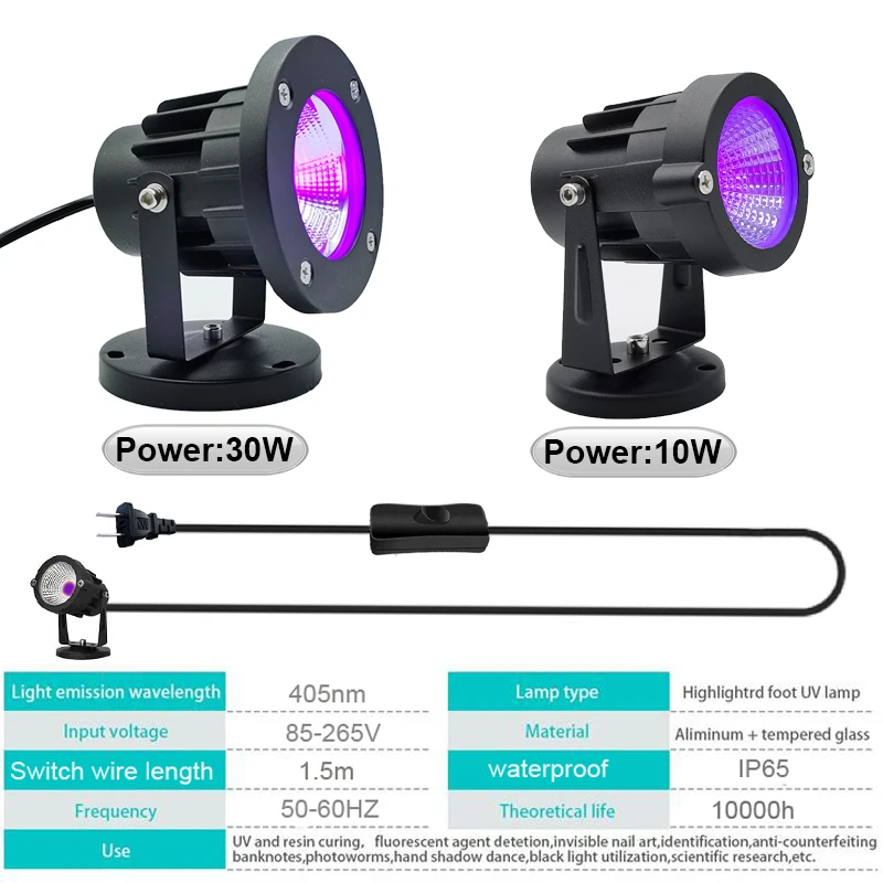 ไฟ LED สีม่วง 10W 30W แบล็คไลท - 3D Printing Uv Sensitive Resin บทวิจารณ์และราคา